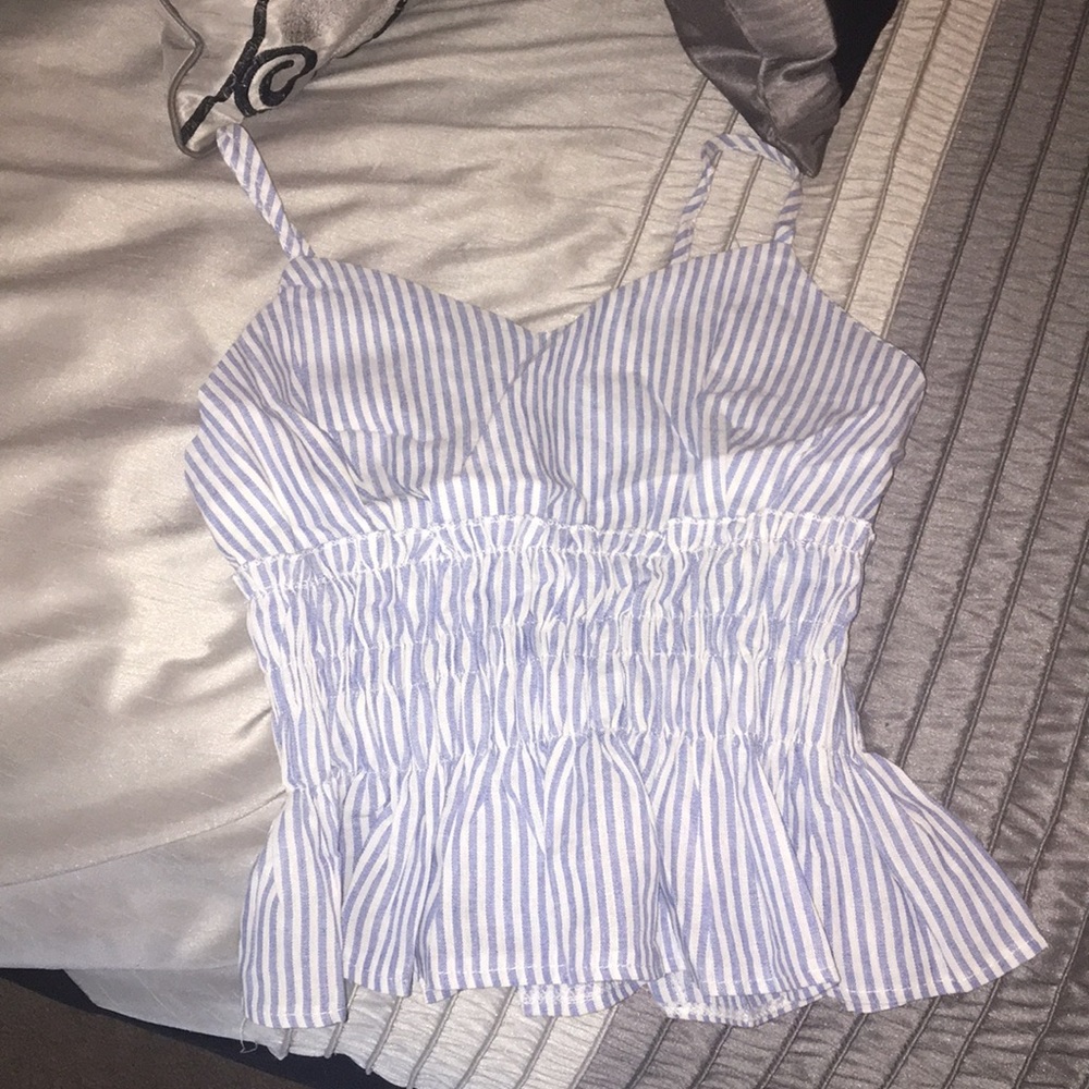 Blue and white stripped tank top